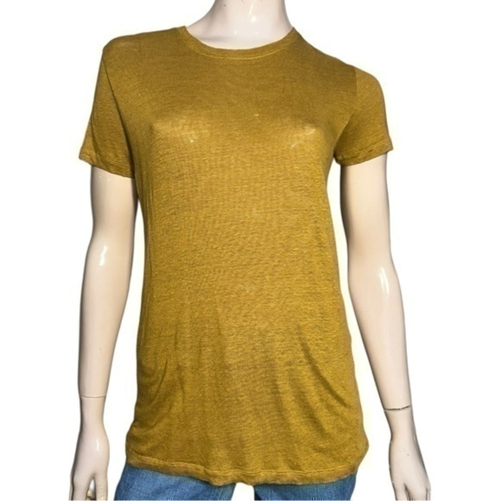 IRO Women’s Size XS Khaki Yellow Green Linen Luciana Short Sleeve Tee T-Shirt
